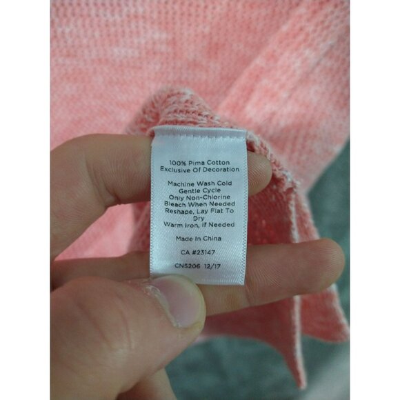 Talbots Sweater Womens 1X Pink Tunic Scoop Neck Open Knit Pima Cotton 3/4 Sleeve - Picture 6 of 7